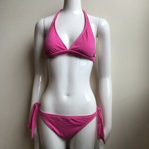 Billabong Swimsuit Solid Pink Halter top low rise bikini